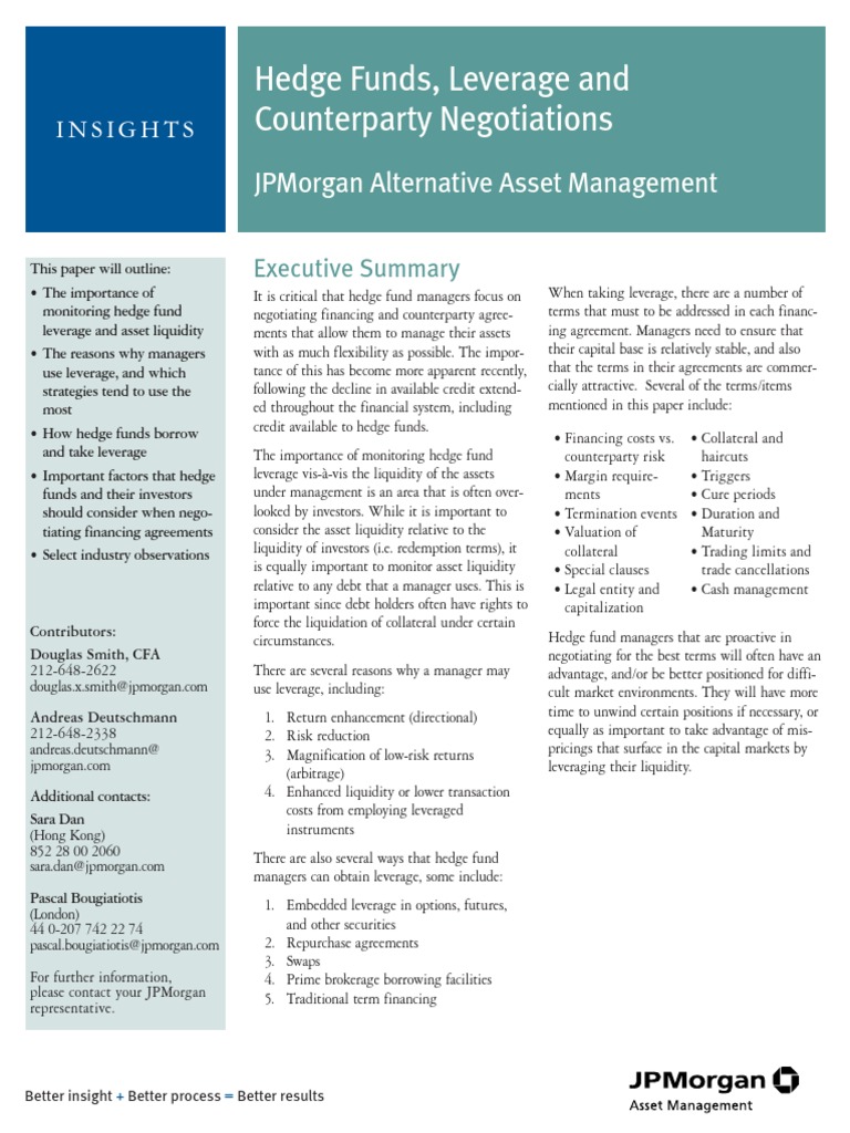 Hedge Fund Leverage Counterparty Negotiations PDF Collateralized