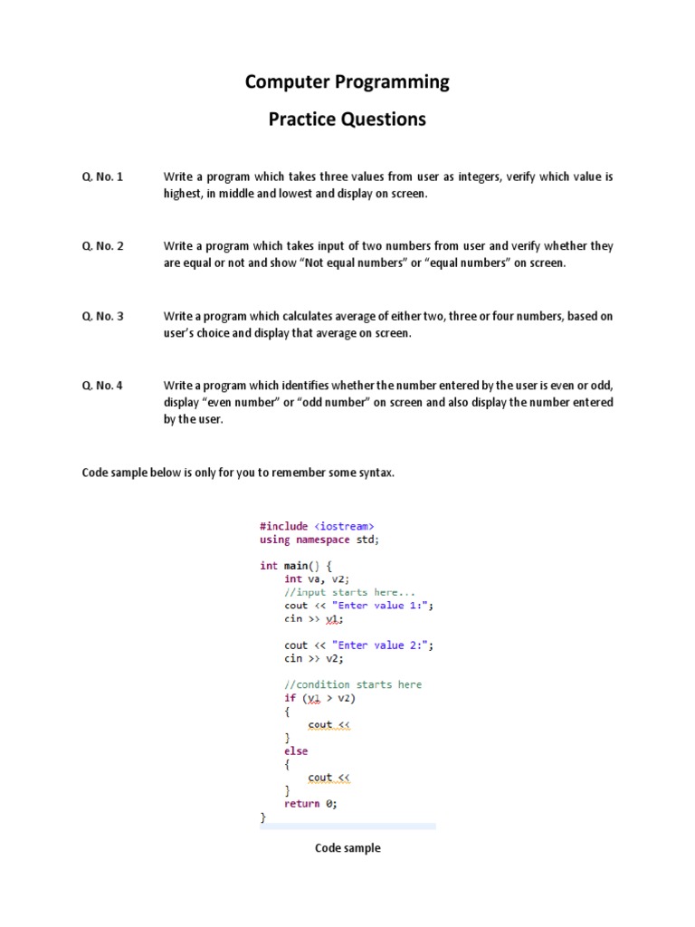 Computer Programming Practice Questions | PDF | Career & Growth | Computers