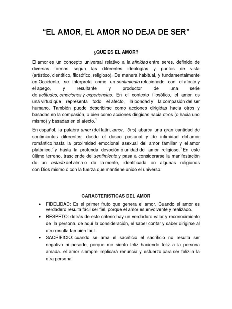 El Amor, El Amor No Deja de Ser | PDF | Amor | Conocimiento