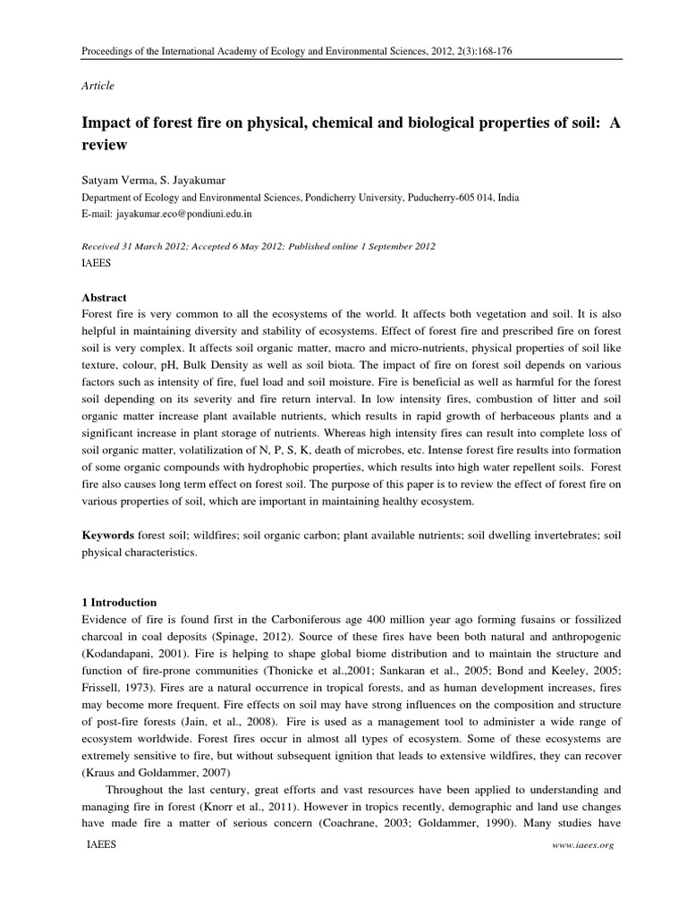 Impact of forest fire pdf Wildfire Soil