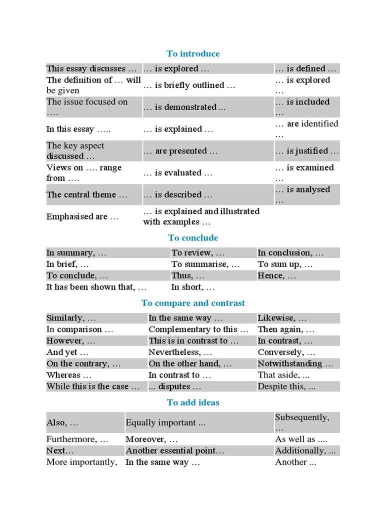Sentence Starters Essays Science