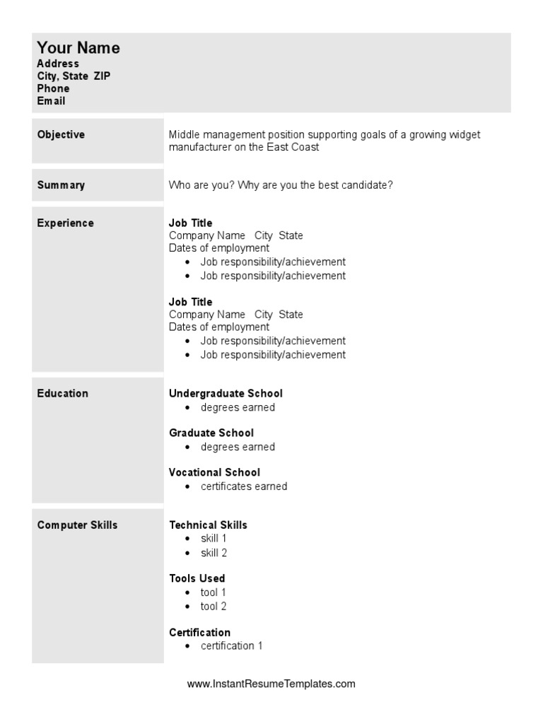 Middle Management Resume Template | PDF | Career & Growth | Business
