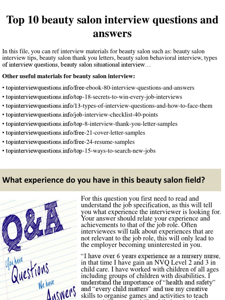 Top 10 beauty salon interview questions and answers.pptx Interview