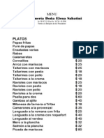 Menú Marisquería Sabatini