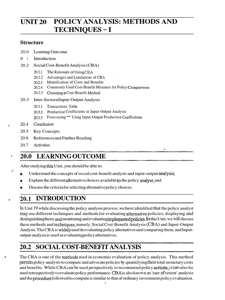 Cost-Benefit Analysis in Policy Evaluation | PDF | Net Present Value ...