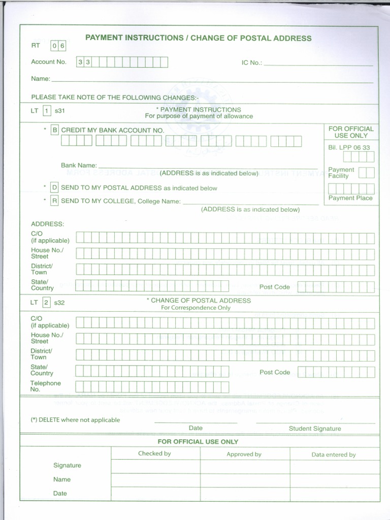 Form Lpp6 - Payment Instruction | PDF