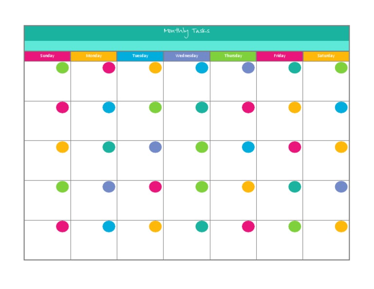 Thursday Friday Saturday Sunday Monday Tuesday Wednesday: Monthly Tasks ...