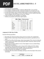 Microsoft Excel Assignments 1