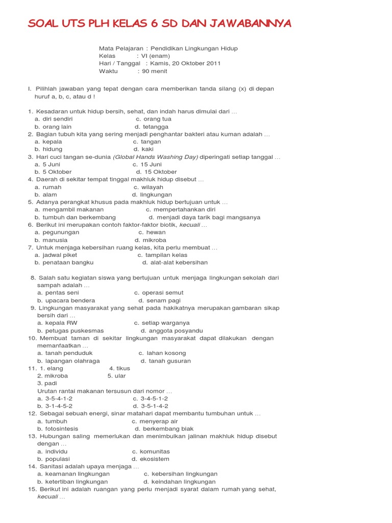 ☑ Download soal ujian nasional bahasa inggris kelas 6 dan kunci jawaban pics