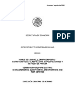 Agricultura Ecologica - Humus de Lombriz (Lombricomposta) - Anteproyecto de Norma Mexicana