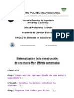 Sistematización de Una Matriz Aumentada en MATLAB