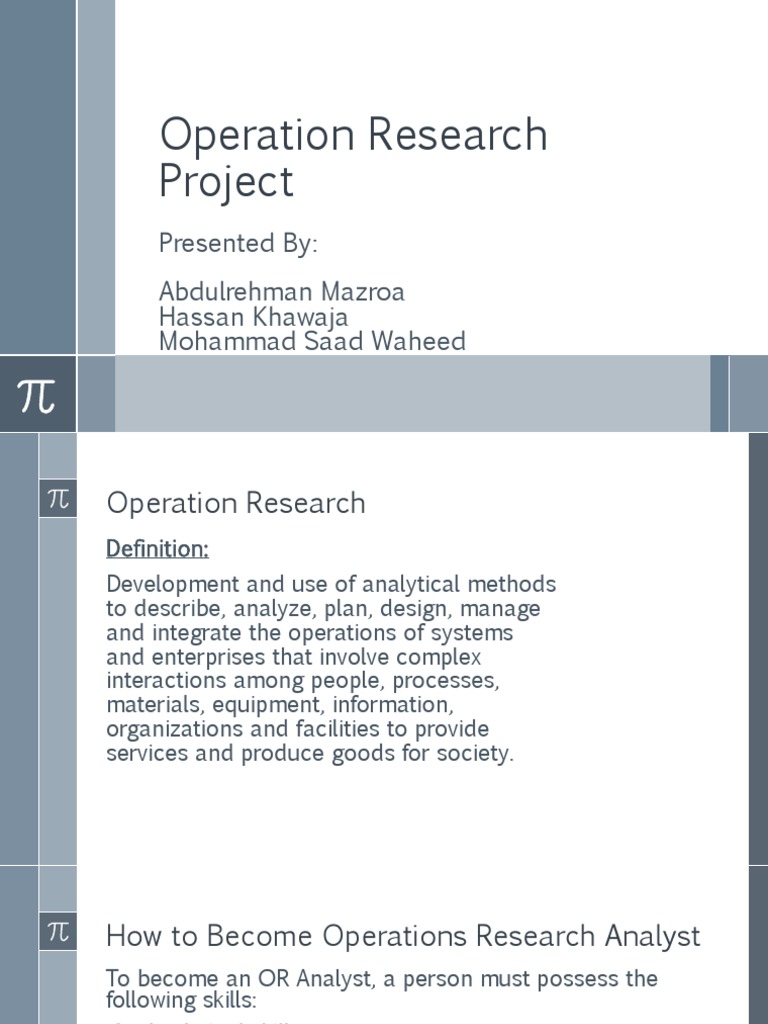operation research project topics pdf