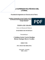 Indice Completo de Análisis Comparativo de las Pruebas de Presión entre Pozos de Petróleo del Oriente Ecuatoriano y Pozos de Gas del Campo Amistad