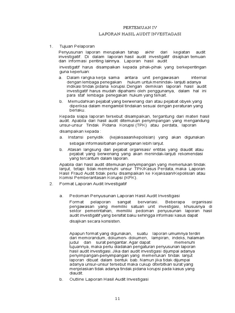 Laporan Audit Investigasi Audit Kinerja