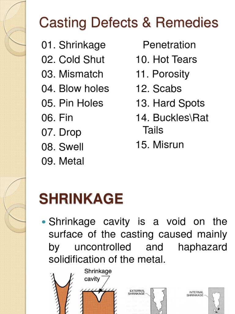 Casting Defects & Remedies PDF Casting (Metalworking) Chemical