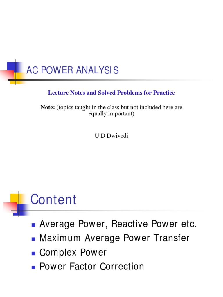 AC Power Analysis: Lecture Notes & Problems | PDF | Ac Power | Electronics