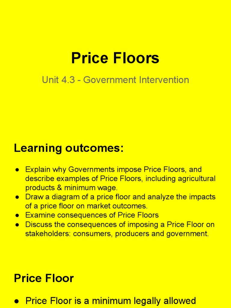 Unit 4 3 Price Floors Economic Equilibrium Economic Surplus