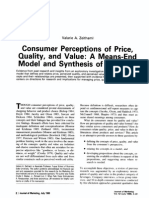 Consumer Perceptions of Price, Quality, And Value- A Means-End Model and Snthesis of Evidence