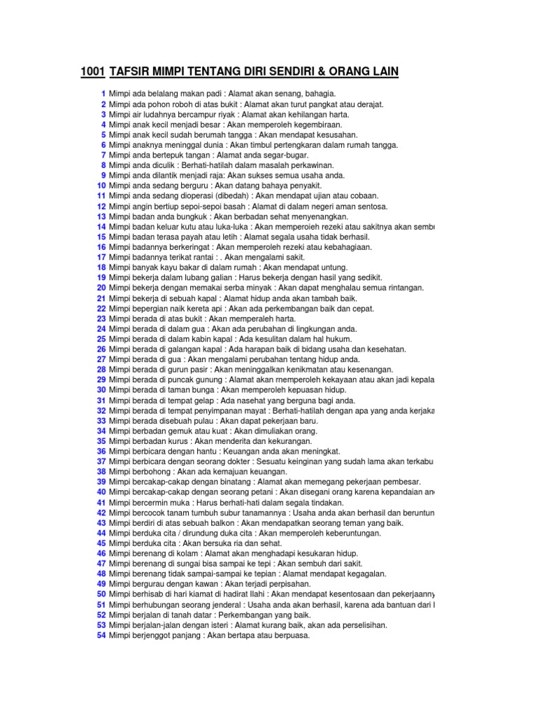 1000 Tafsir Mimpi | Pdf