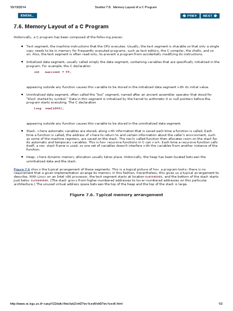 Memory Layout of C Program | PDF | C (Programming Language) | Subroutine