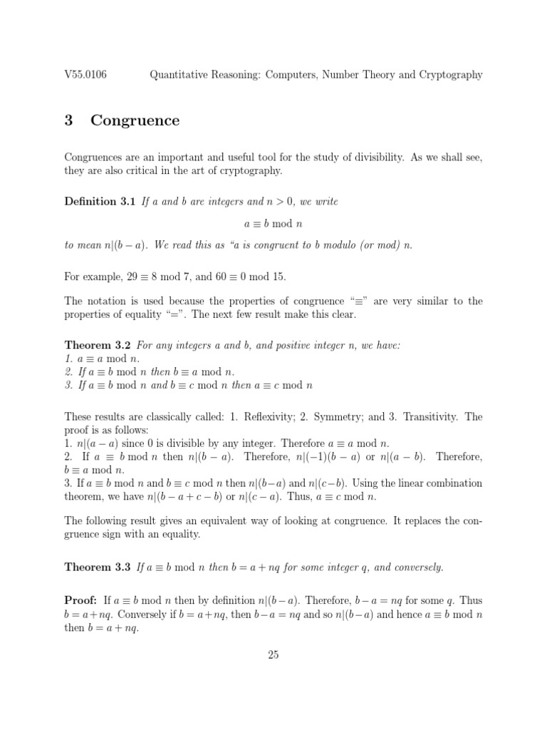 Congr Uence Fraction Mathematics Equations