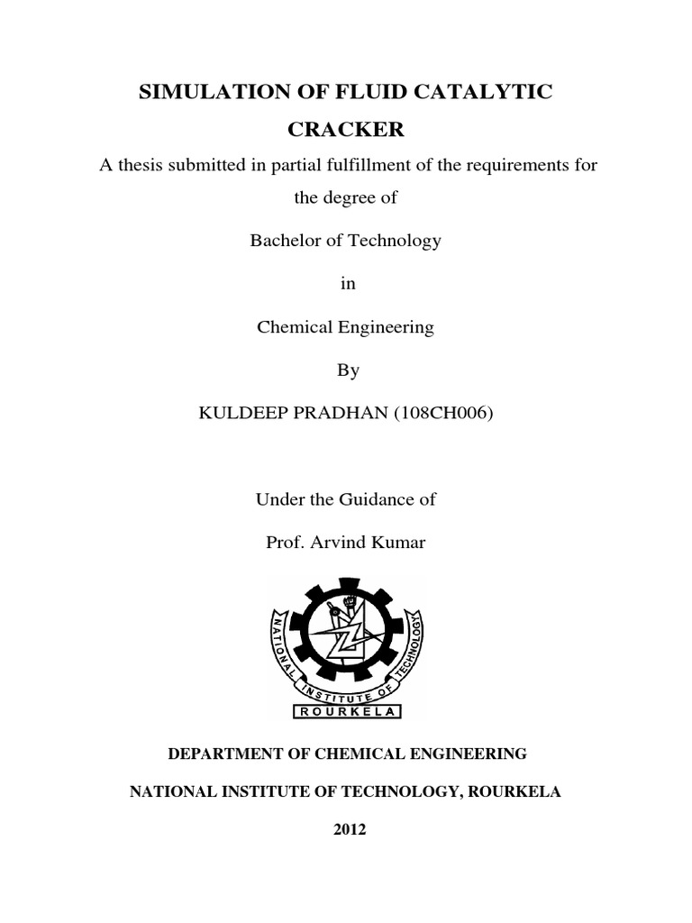 Simulation of Fluid Catalytic Cracker PDF Cracking (Chemistry