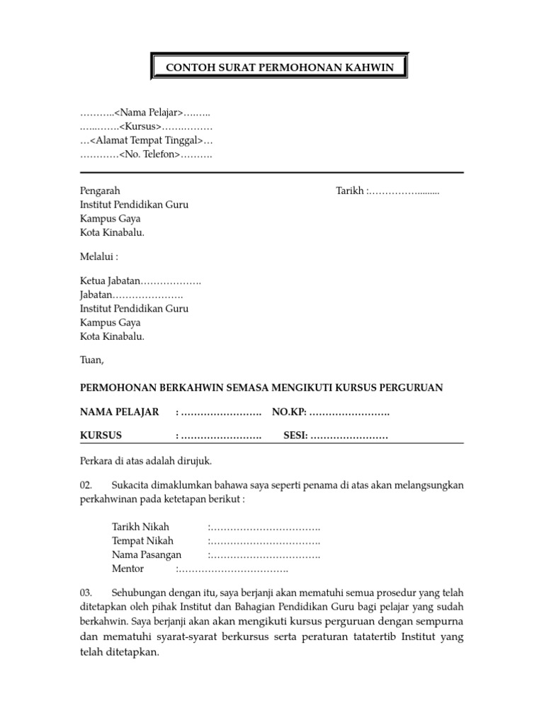 Surat Permohonan Kahwin Pdf