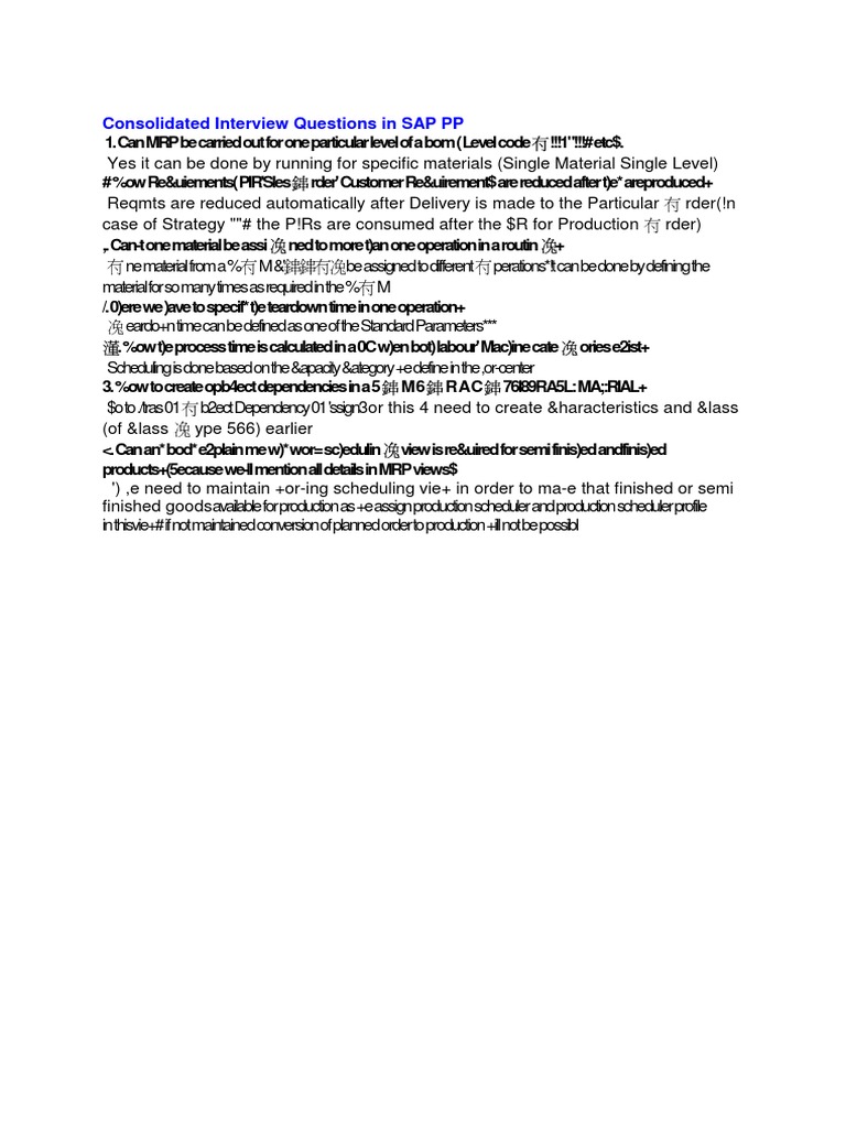 SAP PP & MRP Interview Questions | PDF