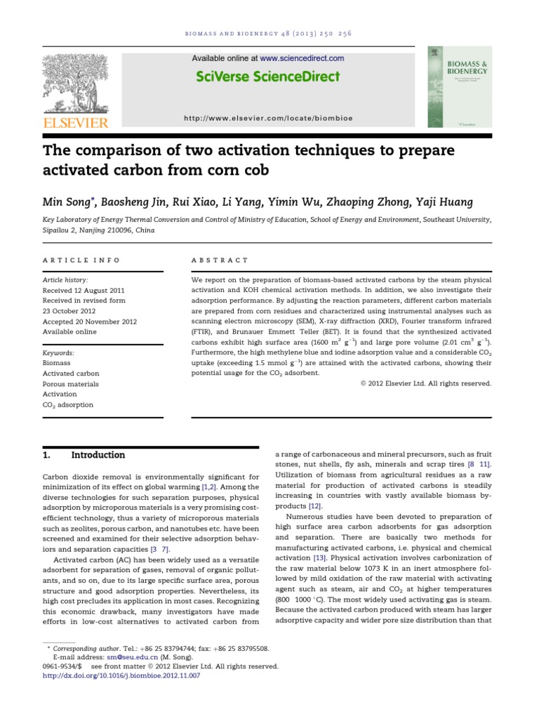 Activated Carbon from Corn Cob: A Comparison | PDF | Adsorption | X Ray ...