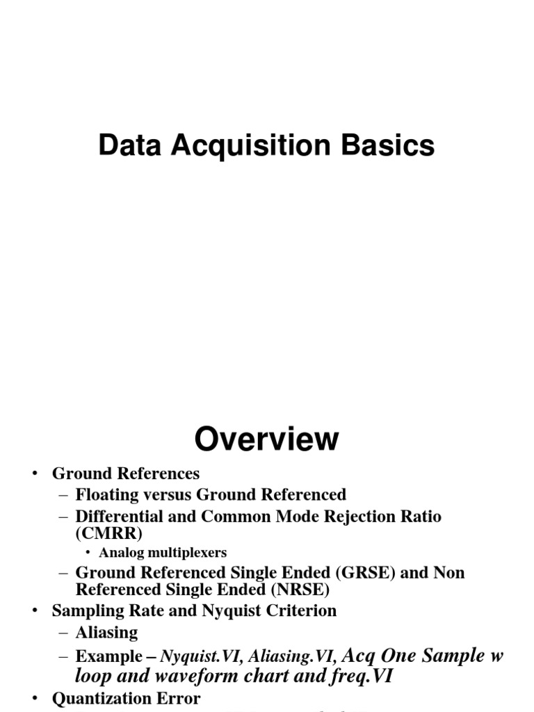 Data Acquisition Basics Overview PDF Sampling (Signal Processing