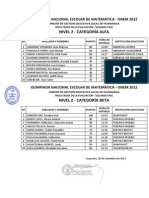 Olimpiada Nacional Escolar de Matemtica - Nivel - II PDF