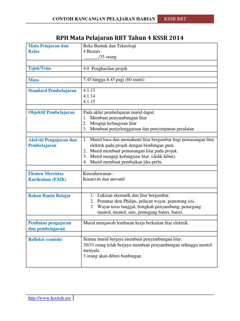 Contoh RPH RBT Penghasilan Projek | PDF | Komputer