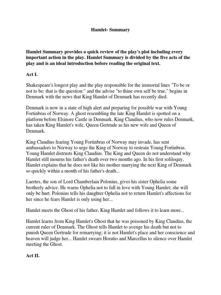 Hamlet summary.docx Hamlet Shakespearean Characters