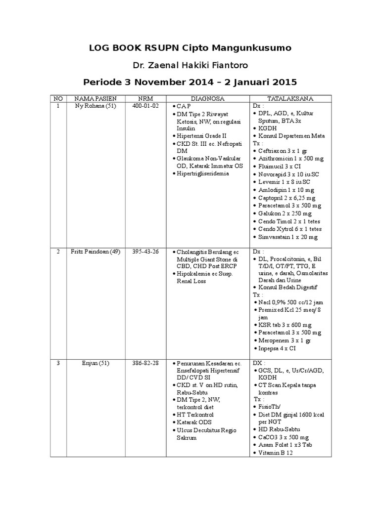 Log Book RSUPN Cipto Mangunkusumo | PDF