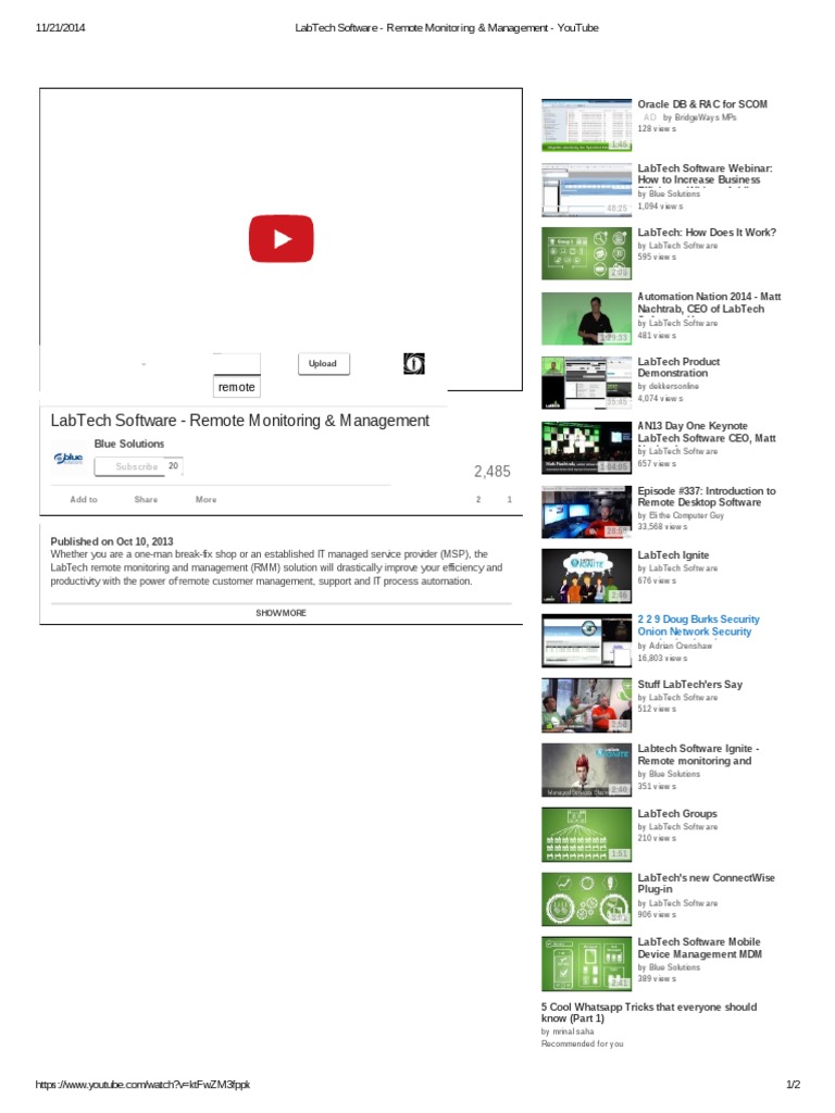 LabTech Software Remote Monitoring & Management Blue Software Appin