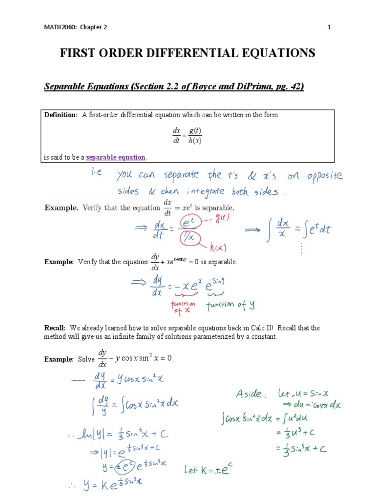 First Order Differential Equations | PDF