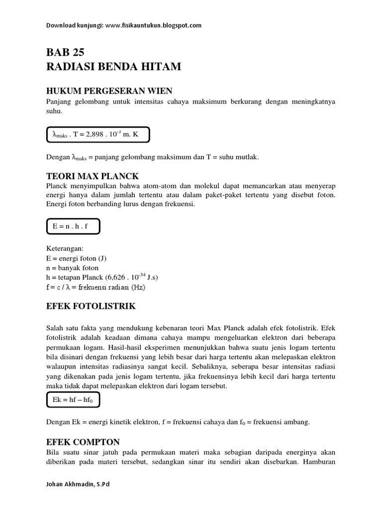 Pembahasan Soal Un Fisika Bab Radiasi Benda Hitam