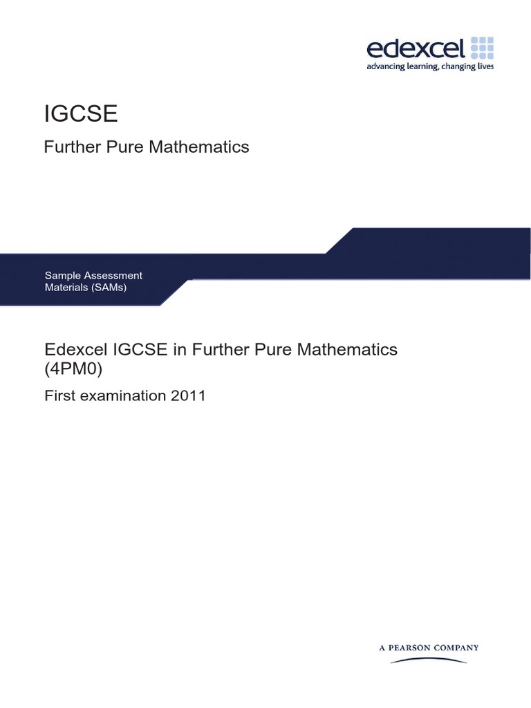 IGCSE2009 FurtherPureMaths SAMs | PDF