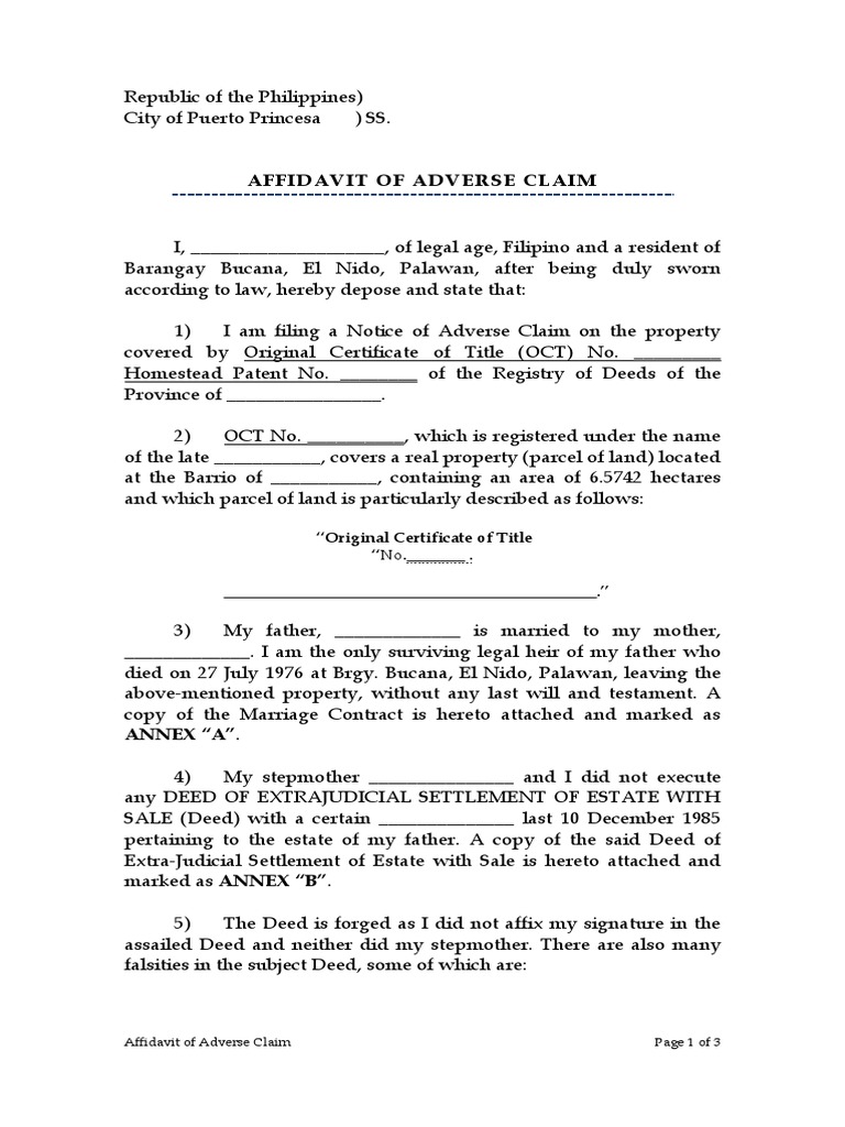 Affidavit Disputes Property Ownership | PDF | Affidavit | Deed