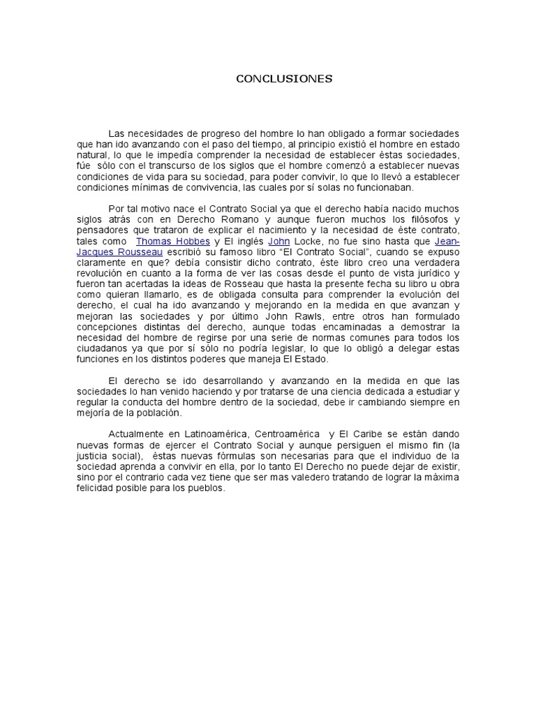 Conclusiones Ensayo Contrato Social