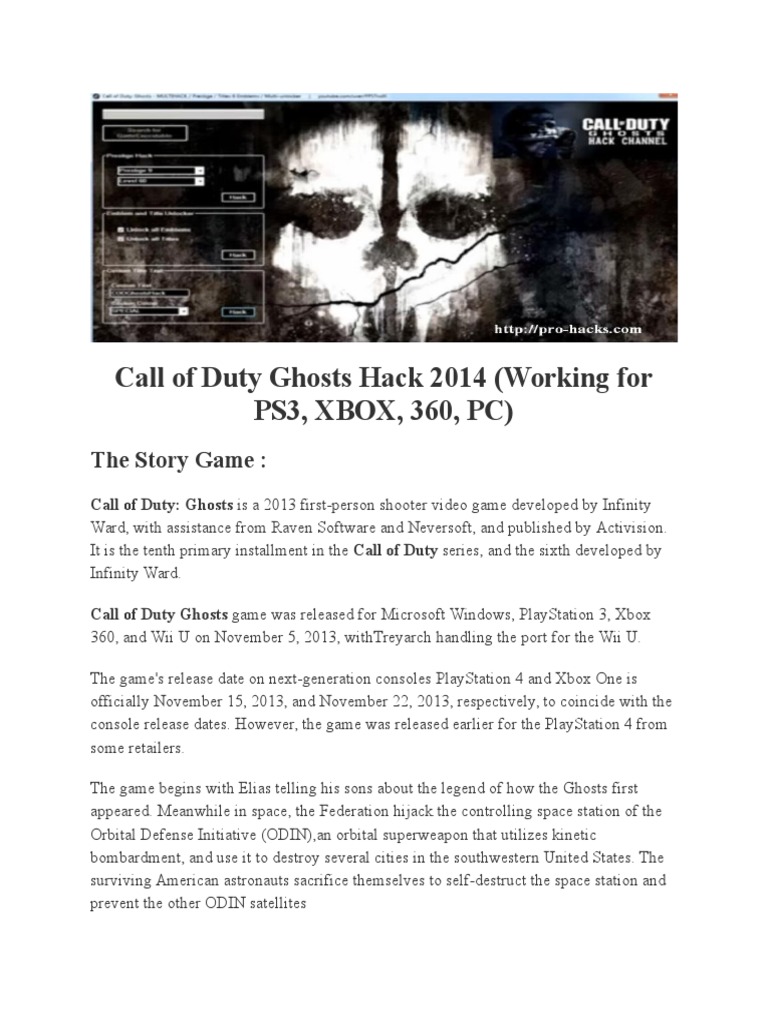 Call of Duty Ghosts Hack Guide 2014 | PDF | Computer Hardware | Video Games