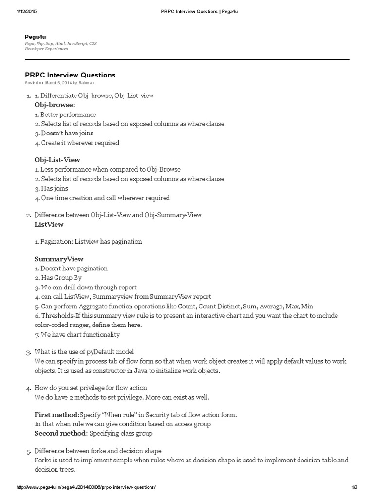 Pega PRPC Interview Questions Guide | PDF | Constructor (Object ...