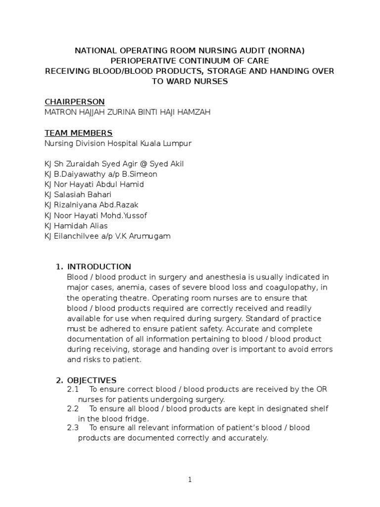 Audit of Blood | PDF | Audit | Operating Theater