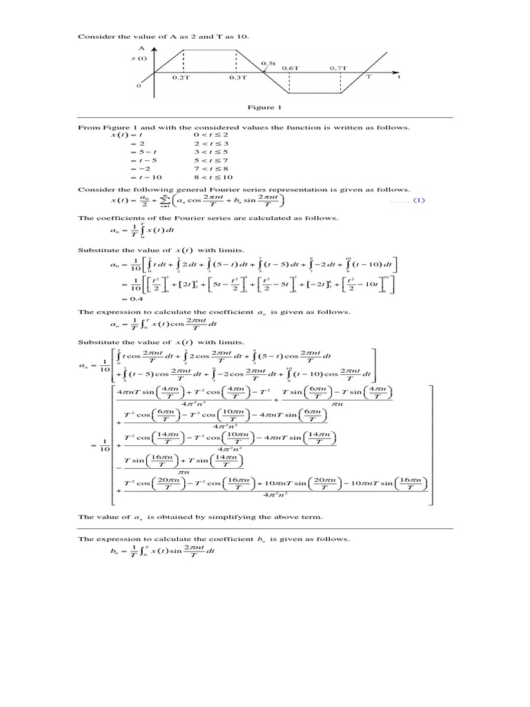 Calculation and Analysis of Fourier Series Coefficients for a Piecewise ...