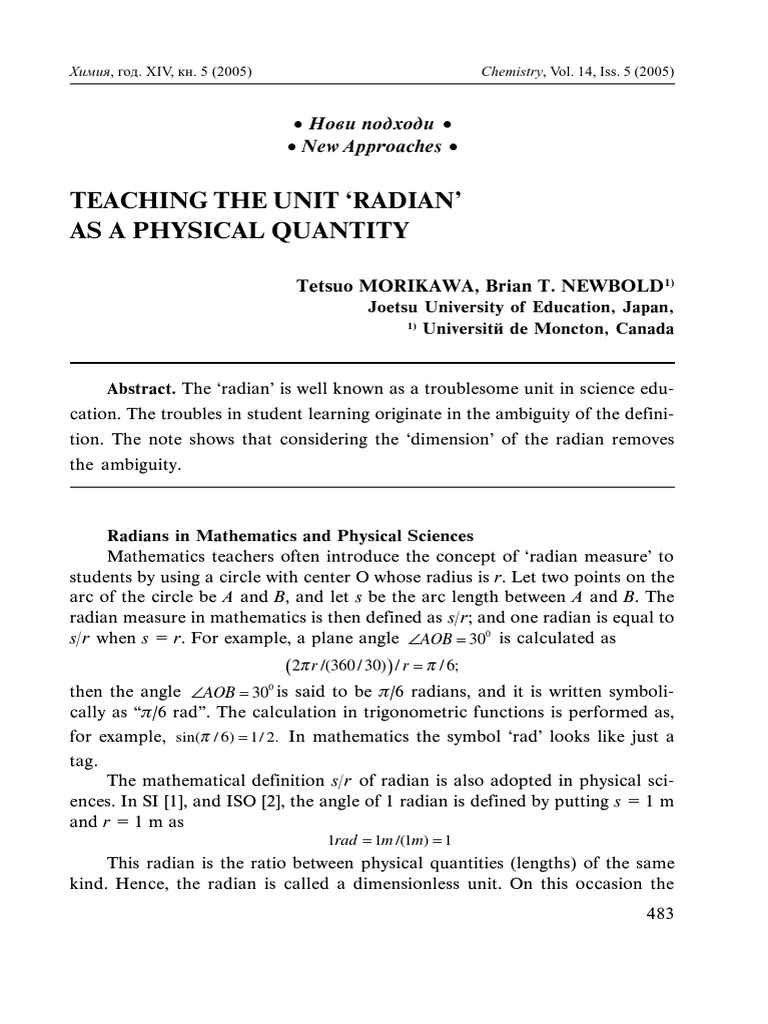 Understanding Radians as Physical Quantities | PDF | Sine | Angle