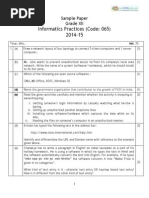 Informatics Practices (Code: 065) 2014-15: Sample Paper Grade XII