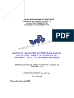 Diseño de Un Sistema Automatizado para El Calculo Del "Indice de Condicion Del Pavimento (P.c.i.) " en Pavimento Flexible