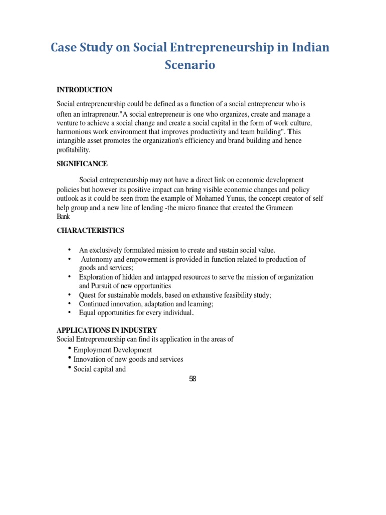 Social Entrepreneurship in India | PDF | Career & Growth | Finance ...
