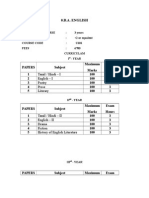 0.B.A. English: Papers Subject Maximum Marks Exam Hours 1 100 3 2 100 3 3 100 3 4 100 3 5 100 3