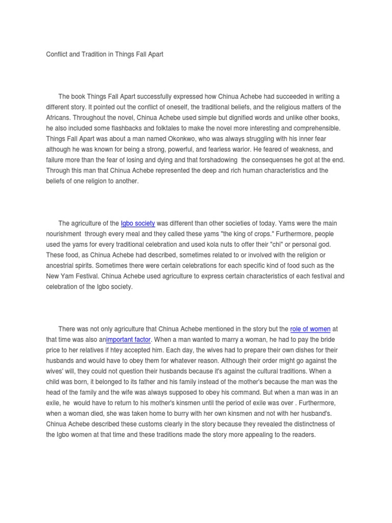 Conflict and Tradition in Things Fall Apart | PDF | Religion And Belief